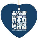 Proud Nuclear Engineer Dad Of Awesome Son - Heart Ornament