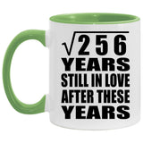 16th Anniversary Square Root of 256 Years Still In Love - 11oz Accent Mug Green