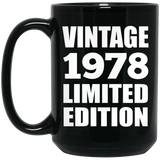 46th Birthday Vintage 1978 Limited Edition - 15oz Coffee Mug Black