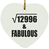 114th Birthday Square Root of 12996 & Fabulous - Heart Ornament