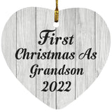 First Christmas As Grandson 2022 - Heart Ornament F