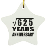 25th Anniversary Square Root of 625 Years Anniversary - Star Ornament
