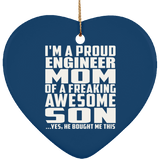 Proud Engineer Mom Of Awesome Son - Heart Ornament