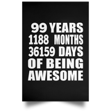 99th Birthday 99 Years 1188 Months 36159 Days Of Awesome - Poster Portrait