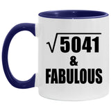 71st Birthday Square Root of 5041 & Fabulous - 11oz Accent Mug Purple