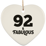 92nd Birthday 92 & Fabulous - Heart Ornament