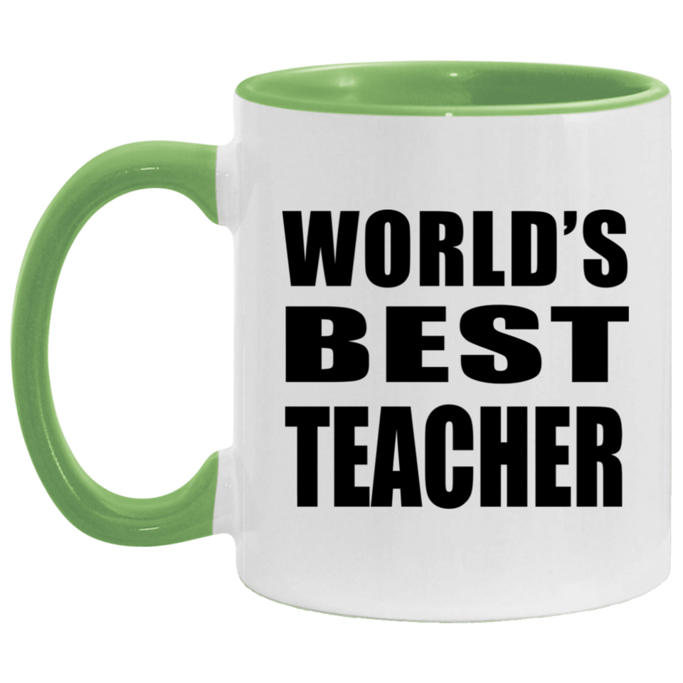 World's Best Teacher - 11oz Accent Mug Green
