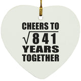29th Anniversary Cheers To Square Root of 841 Years Together - Heart Ornament