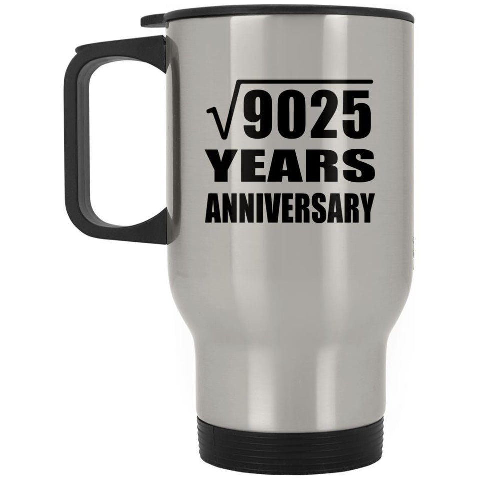 95th Anniversary Square Root of 9025 Years Anniversary - Silver Travel Mug