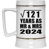 11th Anniversary Square Root of 121 Years As Mr & Mrs 2024 - Beer Stein