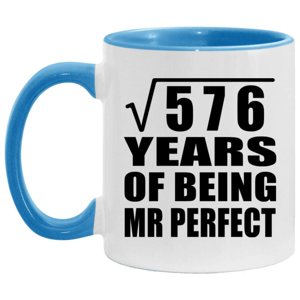 24th Anniversary Square Root of 576 Years of Mr Perfect - 11oz Accent Mug Blue