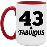 43rd Birthday 43 & Fabulous - 15oz Accent Mug Red