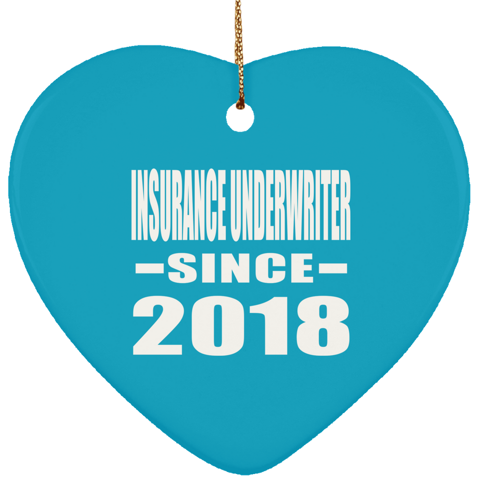 Insurance Underwriter Since 2018 - Heart Ornament