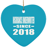 Insurance Underwriter Since 2018 - Heart Ornament