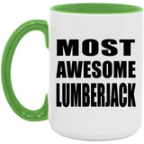 Most Awesome Lumberjack - 15oz Accent Mug Green