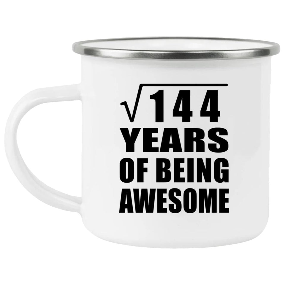 12th Birthday Square Root of 144 Years of Being Awesome - 12oz Camping Mug