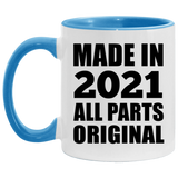 3rd Birthday Made in 2021 All Parts Original - 11oz Accent Mug Blue