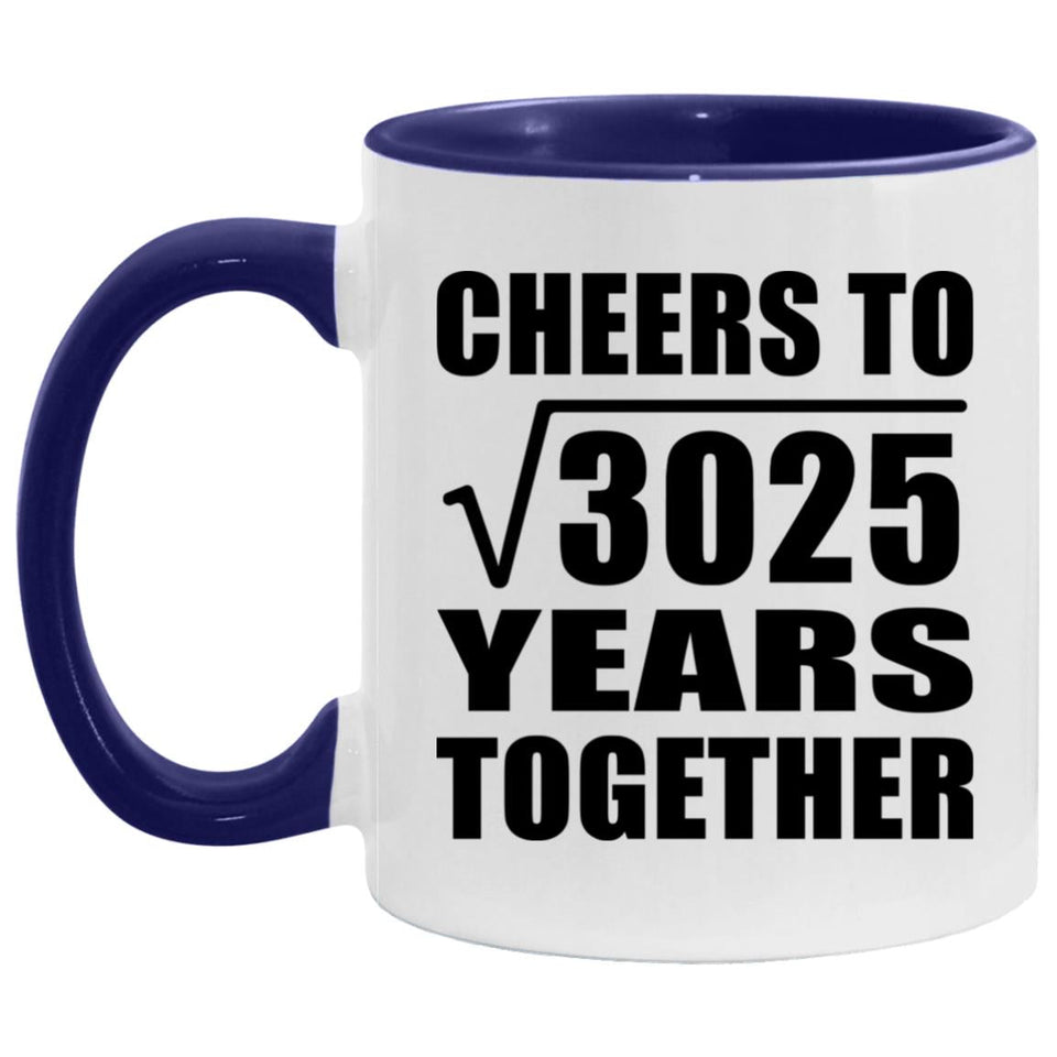 55th Anniversary Cheers To Square Root of 3025 Years Together - 11oz Accent Mug Purple