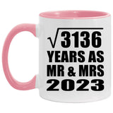 56th Anniversary Square Root of 3136 Years As Mr & Mrs 2023 - 11oz Accent Mug Pink