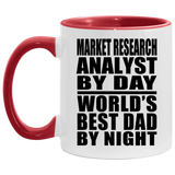 Market Research Analyst By Day World's Best Dad By Night - 11oz Accent Mug Red