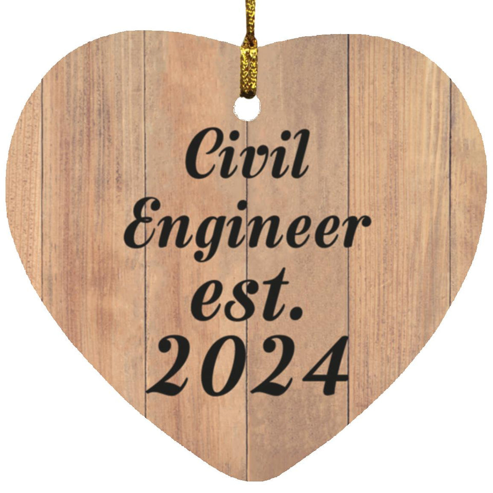 Civil Engineer Established Est. 2024 - Heart Ornament C