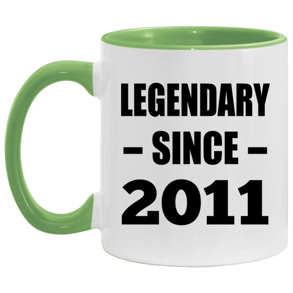13th Birthday Legendary Since 2011 - 11oz Accent Mug Green