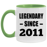 13th Birthday Legendary Since 2011 - 11oz Accent Mug Green