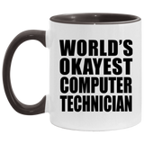 World's Okayest Computer Technician - 11oz Accent Mug Black