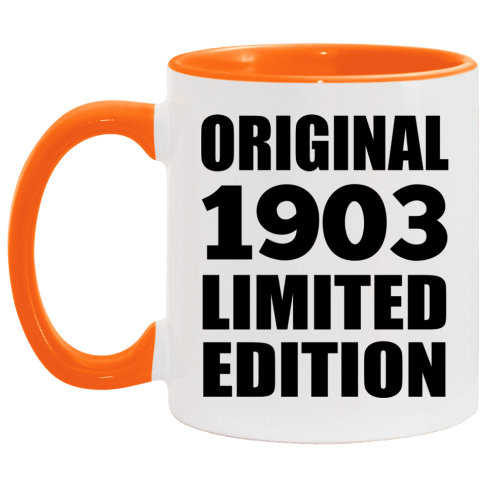121st Birthday Original 1903 Limited Edition - 11oz Accent Mug Orange