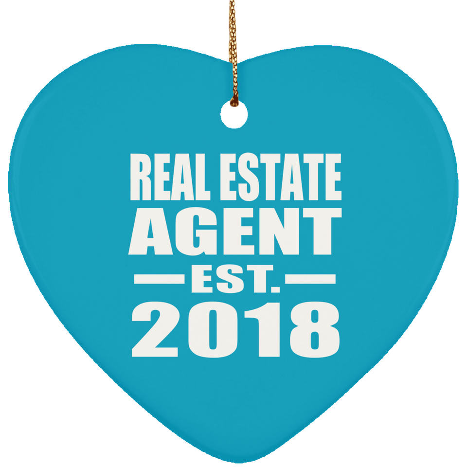 Real Estate Agent Established EST. 2018 - Heart Ornament