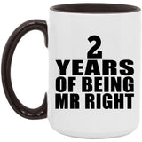 2nd Anniversary 2 Years Of Being Mr Right - 15oz Accent Mug Black