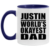 Justin World's Okayest Dad - 11oz Accent Mug Purple