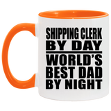 Shipping Clerk By Day World's Best Dad By Night - 11oz Accent Mug Orange
