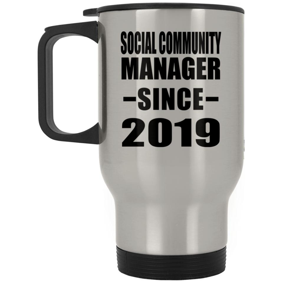 Social Community Manager Since 2019 - Silver Travel Mug