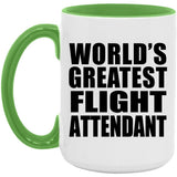 World's Greatest Flight Attendant - 15oz Accent Mug Green