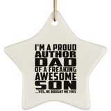 Proud Author Dad Of Awesome Son - Star Ornament