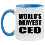 World's Okayest CEO - 11oz Accent Mug Blue
