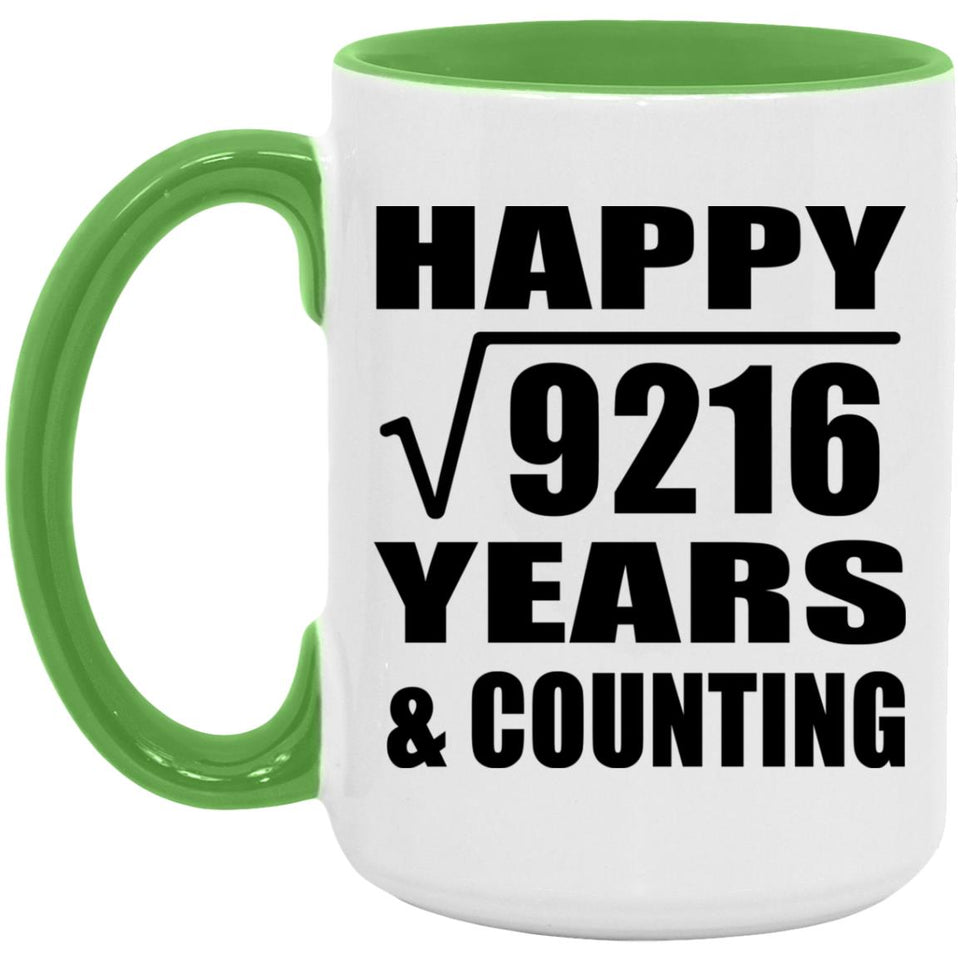 Happy 96th Anniversary Square Root of 9216 Years & Counting - 15oz Accent Mug Green