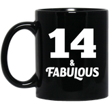 14th Birthday 14 & Fabulous - 11oz Coffee Mug Black