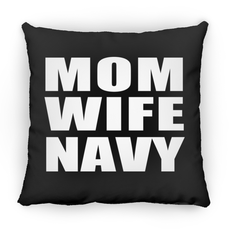 Mom Wife Navy - Throw Pillow Black