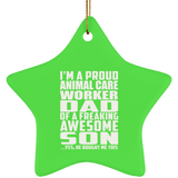 Proud Animal Care Worker Dad Of Awesome Son - Star Ornament