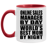 Online Sales Manager By Day World's Best Mom By Night - 11oz Accent Mug Red