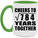 28th Anniversary Cheers To Square Root of 784 Years Together - 15oz Accent Mug Green