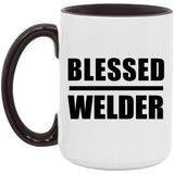 Blessed Welder - 15oz Accent Mug Black