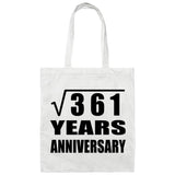 19th Anniversary Square Root of 361 Years Anniversary - Tote Bag White