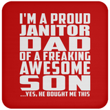 Proud Janitor Dad Of Awesome Son - Drink Coaster
