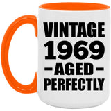 55th Birthday Vintage 1969 Aged Perfectly - 15oz Accent Mug Orange