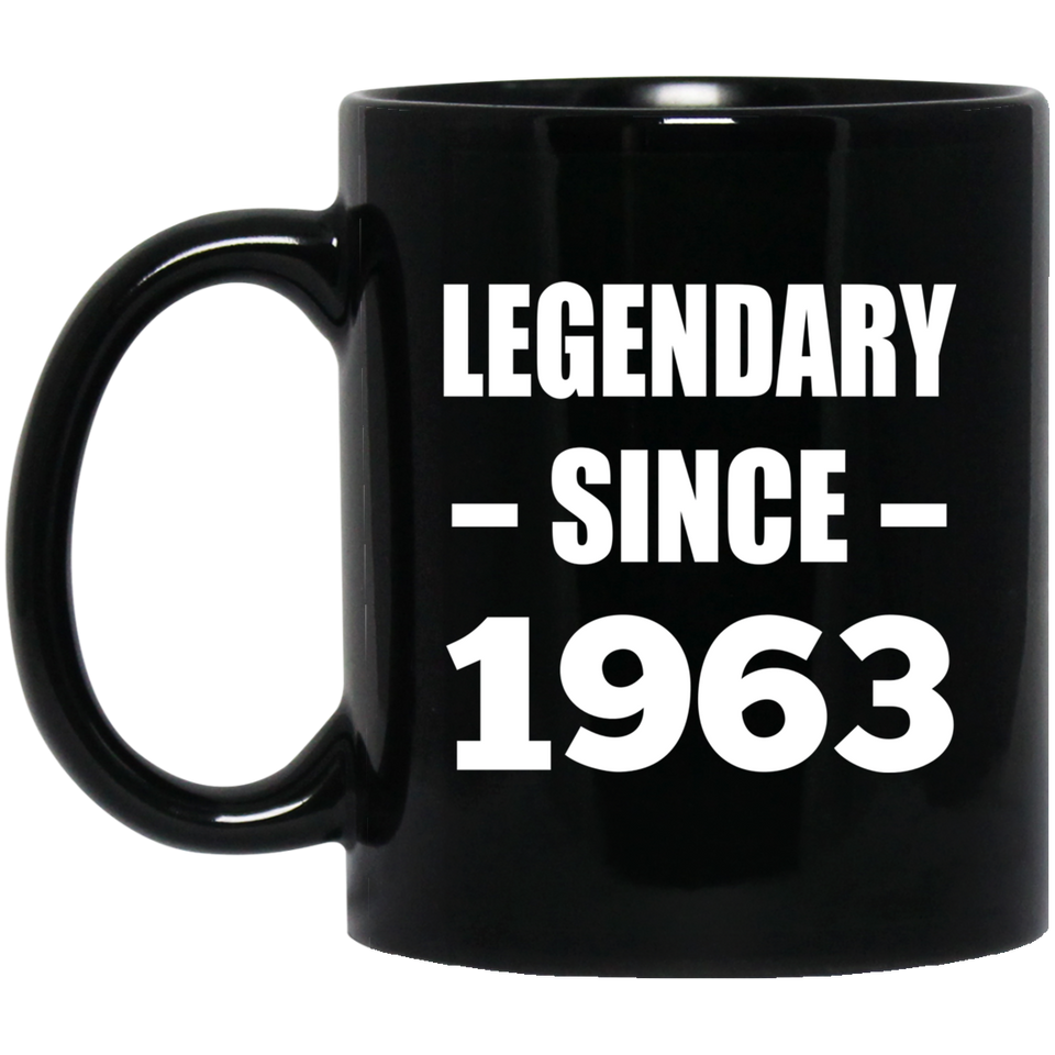 61st Birthday Legendary Since 1963 - 11oz Coffee Mug Black