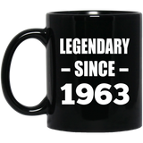 61st Birthday Legendary Since 1963 - 11oz Coffee Mug Black