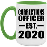 Corrections Officer Established EST. 2020 - 15oz Accent Mug Green